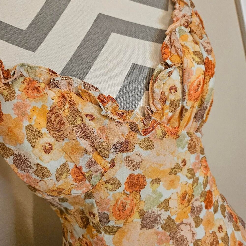 Floral Babydoll Ruffle Strap fitted bodice mini dress y2k size‎ Small